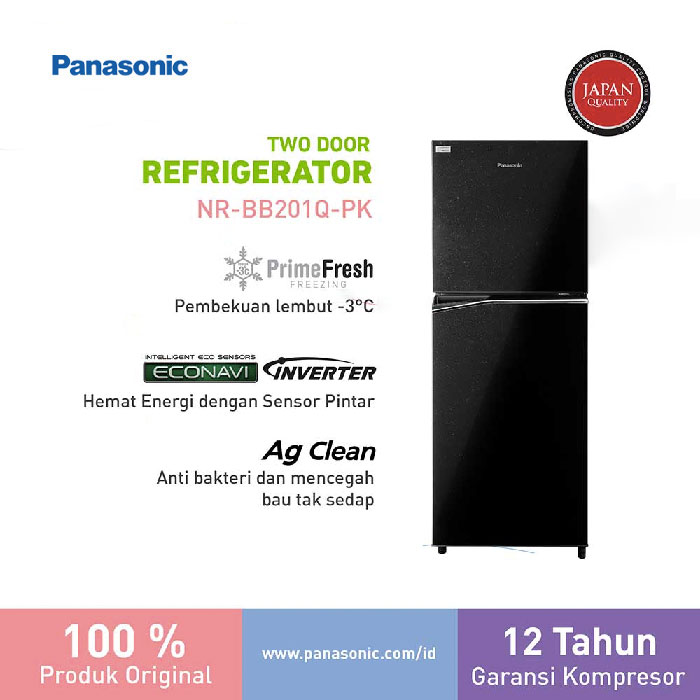 Panasonic Kulkas Two Door Top Freezer 196 L - NR-BB201QPK | NR-BB201Q
